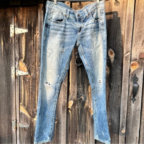 BUCKLE Black Ripped Skinny Jeans Size 31 - Picture 1 of 9